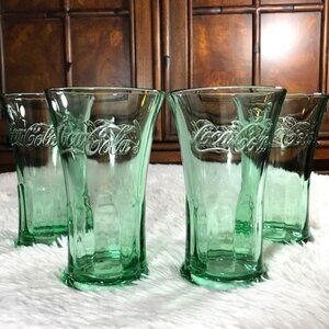 NWOT Set of 4 Vintage Coca-Cola Georgia Green Glass Fountain Glasses